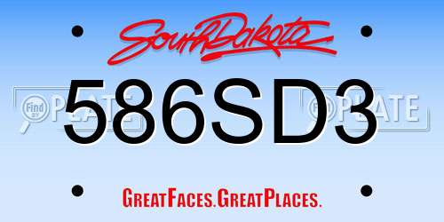 586SD3 South Dakota License Plate