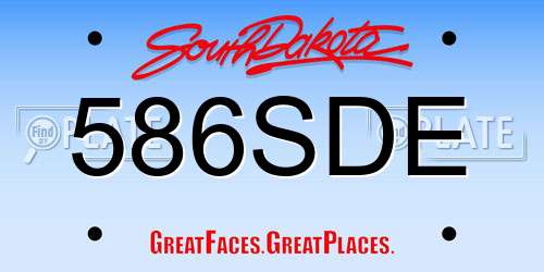 586SDE South Dakota License Plate