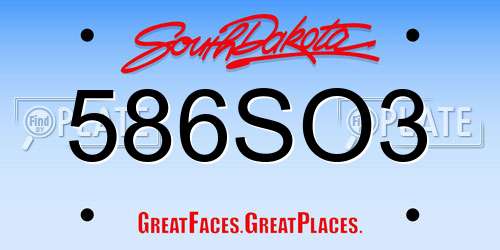 586SO3 South Dakota License Plate
