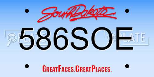586SOE South Dakota License Plate