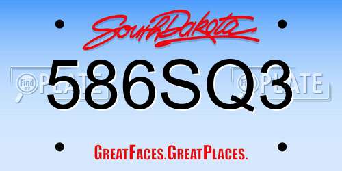 586SQ3 South Dakota License Plate