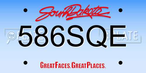 586SQE South Dakota License Plate