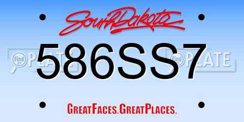 586SS7 South Dakota License Plate