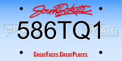 586TQ1 South Dakota License Plate