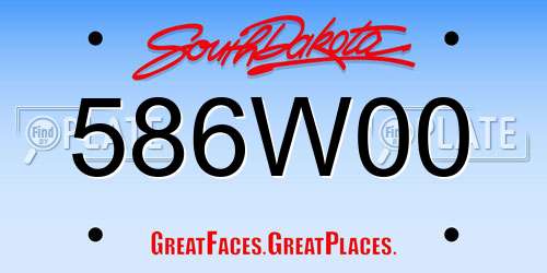 586W00 South Dakota License Plate