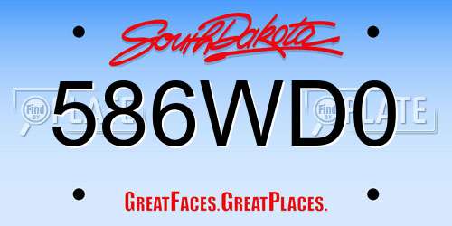 586WD0 South Dakota License Plate