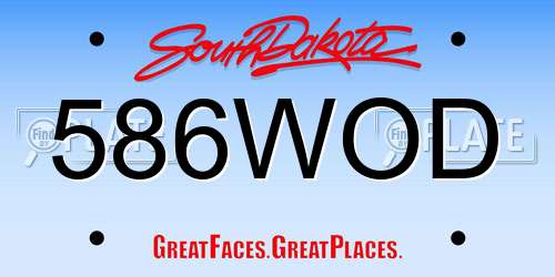 586WOD South Dakota License Plate