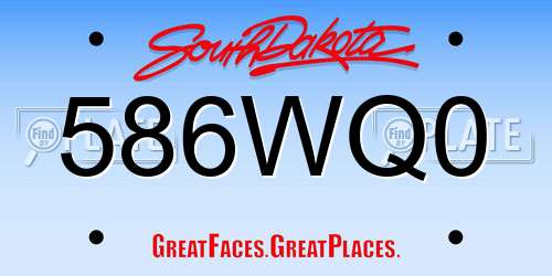 586WQ0 South Dakota License Plate