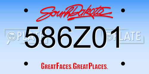 586Z01 South Dakota License Plate