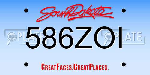 586ZOI South Dakota License Plate