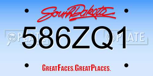 586ZQ1 South Dakota License Plate