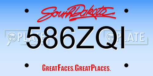 586ZQI South Dakota License Plate