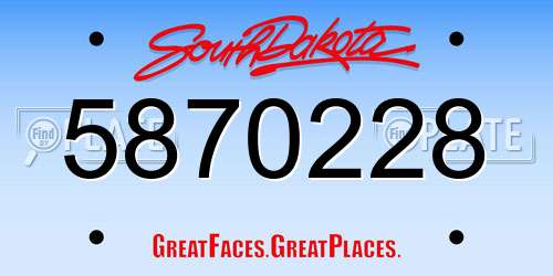 5870228 South Dakota License Plate