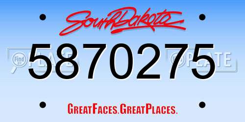 5870275 South Dakota License Plate