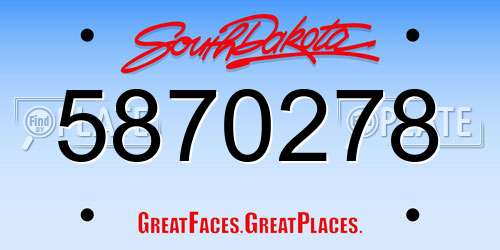 5870278 South Dakota License Plate