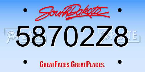 58702Z8 South Dakota License Plate