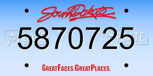 5870725 South Dakota License Plate