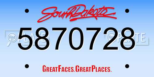 5870728 South Dakota License Plate
