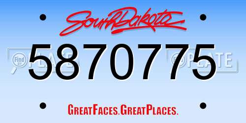 5870775 South Dakota License Plate