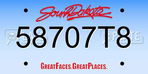 58707T8 South Dakota License Plate