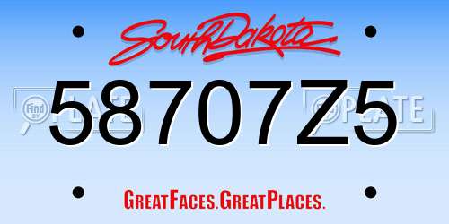 58707Z5 South Dakota License Plate