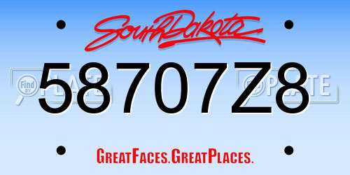 58707Z8 South Dakota License Plate