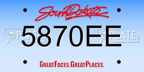 5870EE South Dakota License Plate
