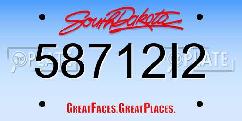 58712I2 South Dakota License Plate