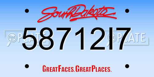58712I7 South Dakota License Plate
