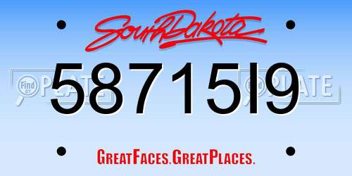 58715I9 South Dakota License Plate