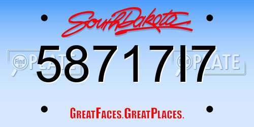 58717I7 South Dakota License Plate