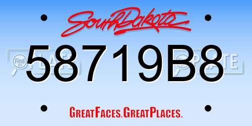 58719B8 South Dakota License Plate