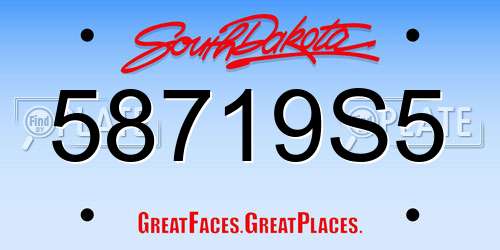58719S5 South Dakota License Plate