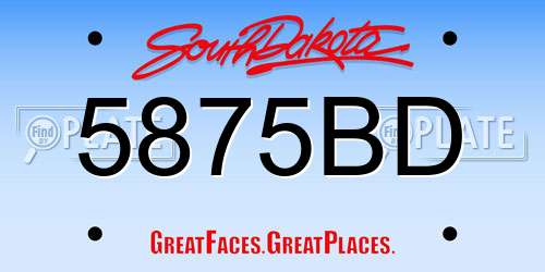 5875BD South Dakota License Plate