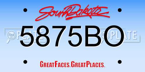 5875BO South Dakota License Plate