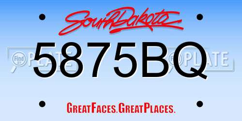 5875BQ South Dakota License Plate