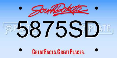 5875SD South Dakota License Plate