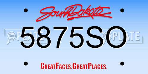 5875SO South Dakota License Plate