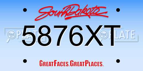 5876XT South Dakota License Plate