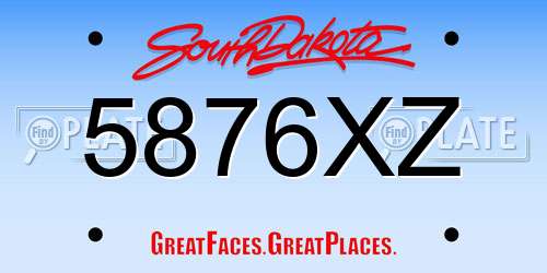 5876XZ South Dakota License Plate