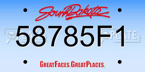 58785F1 South Dakota License Plate