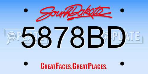5878BD South Dakota License Plate