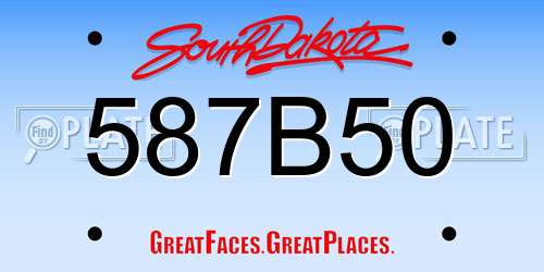 587B50 South Dakota License Plate