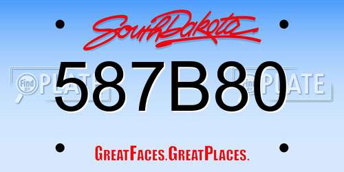 587B80 South Dakota License Plate