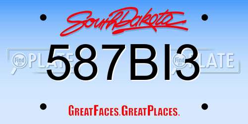587BI3 South Dakota License Plate