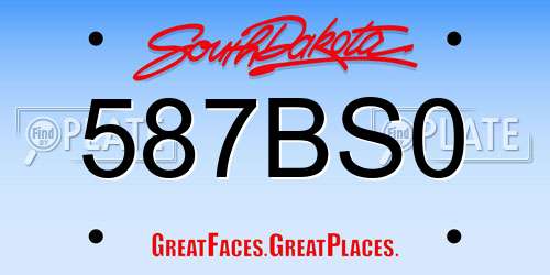 587BS0 South Dakota License Plate