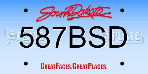 587BSD South Dakota License Plate