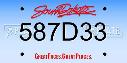587D33 South Dakota License Plate