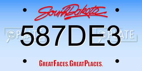 587DE3 South Dakota License Plate