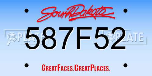 587F52 South Dakota License Plate